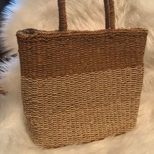 Two toned straw bag